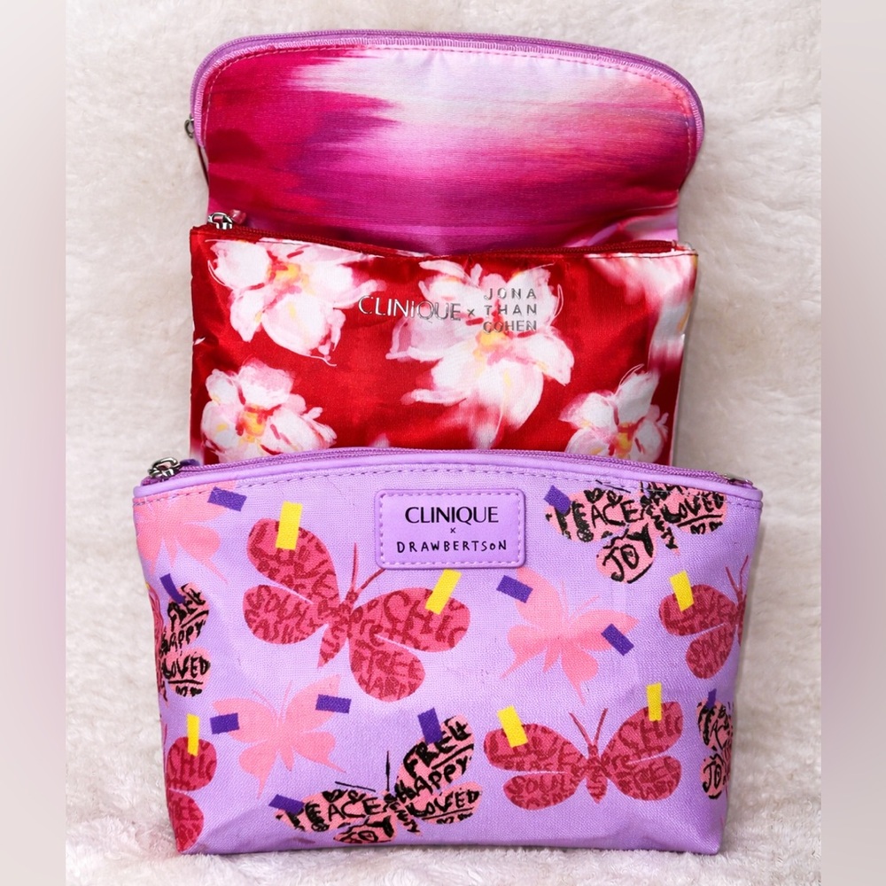 Clinique Cosmetic Bag Bundle Set of 3 Clinique Collab Makeup Pouches